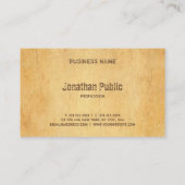 Vintages altes Papier Druckknopf Beruflich Visitenkarte (Rückseite)