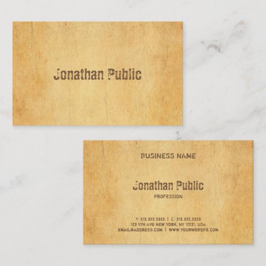 Vintages altes Papier Druckknopf Beruflich Visitenkarte (Vorne/Hinten)