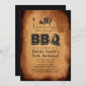 Vintages altes Papier Piepton Roast GRILLEN Geburt Einladung (Vorne/Hinten)