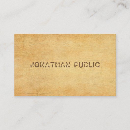 Vintages altes Papier störte Skripttext Luxus Visitenkarte (Vorderseite)
