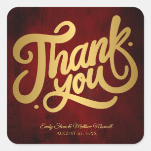 Vintages altes Papier "Thankyou" Goldkalligraphie Quadratischer Aufkleber
