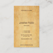 Vintages altes Papier verzerrt Skripttext-Elegant Visitenkarte (Rückseite)