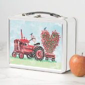 Vintages Altes Rotes Traktor Blumenherz Metall Brotdose (Beispiel)