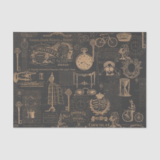 Vintages altes Skript | Decoupage Art-Paris | Seidenpapier (Vorderseite)