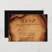Vintages altgebranntes Papier Hochzeit RSVP (Vorne/Hinten)