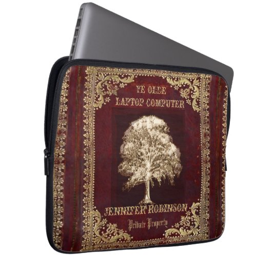 Vintages Altlederbuch Laptopschutzhülle (Vorne Rechts)