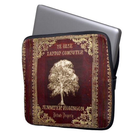 Vintages Altlederbuch Laptopschutzhülle (Vorderseite Links)