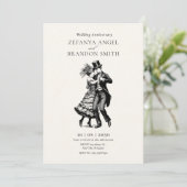 Vintages altmodisches Ehepaar zum Tanzen Einladung (Stehend Vorderseite)