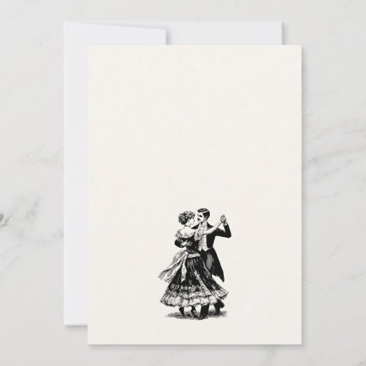 Vintages altmodisches Ehepaar zum Tanzen Einladung (Rückseite)