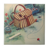 Vintages altmodisches Fliegen-Fischen-Sport-noch Fliese (Vorderseite)