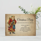 Vintages altmodisches Weihnachtsfest im Weihnachts Einladung (Stehend Vorderseite)