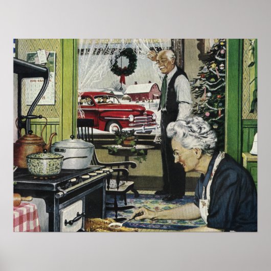 Vintages altmodisches Zuhause Weihnachten Poster (Vorne)