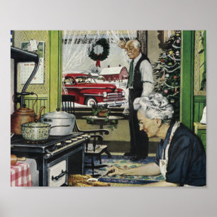 Vintages altmodisches Zuhause Weihnachten Poster
