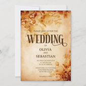 Vintages Altpapier mit Rose Hochzeit Einladung (Vorderseite)