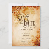 Vintages Altpapier mit Rose Hochzeit Save The Date (Vorderseite)