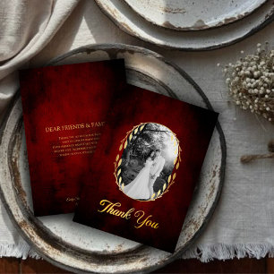 Vintages Altpapier und Hochzeit mit Foto Dankeskarte