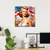 Vintages American Girl Painting Poster (Heimbüro)
