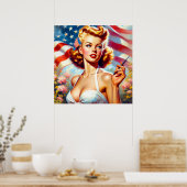 Vintages American Girl Painting Poster (Küche)