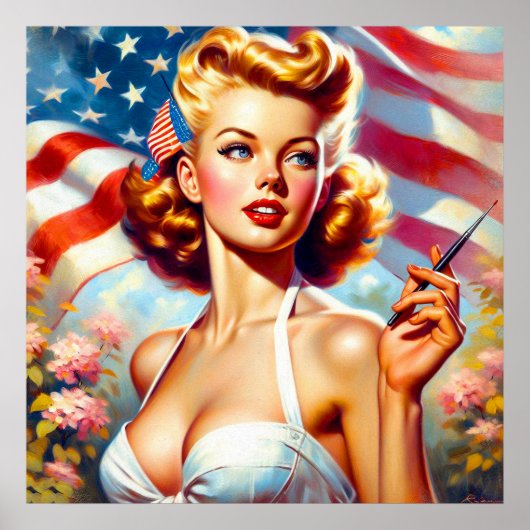 Vintages American Girl Painting Poster (Vorne)