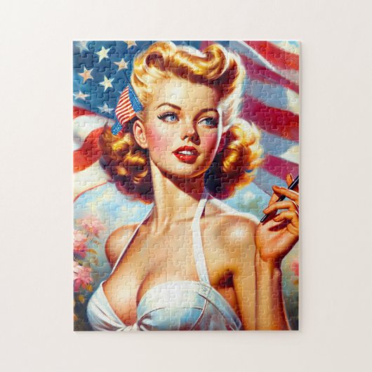 Vintages American Girl Painting Puzzle (Vertikal)