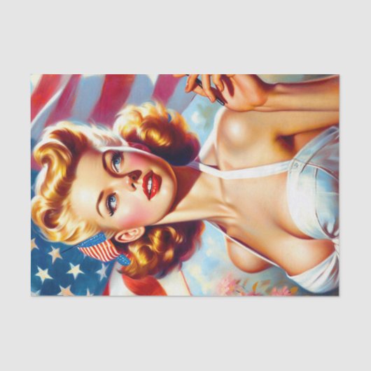 Vintages American Girl Painting Seidenpapier (Vorderseite)