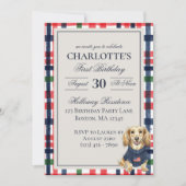 Vintages Amerika Karierte Dackel Erster Geburtstag Einladung (Vorderseite)