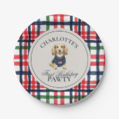 Vintages Amerika Karierte Dackel Erster Geburtstag Pappteller (Vorderseite)