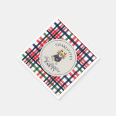 Vintages Amerika Karierte Dackel Erster Geburtstag Serviette (Ecke)