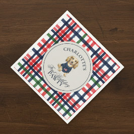 Vintages Amerika Karierte Dackel Erster Geburtstag Serviette