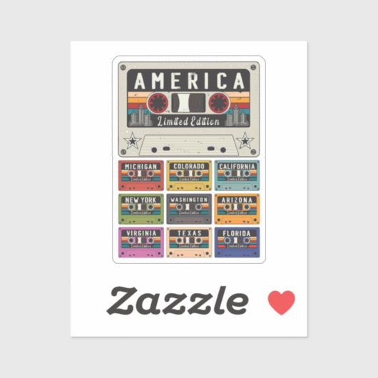 Vintages Amerika Staat Aufkleber (Blatt)