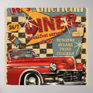 Vintages amerikanisches Diner-Poster: Retro-Stil Poster