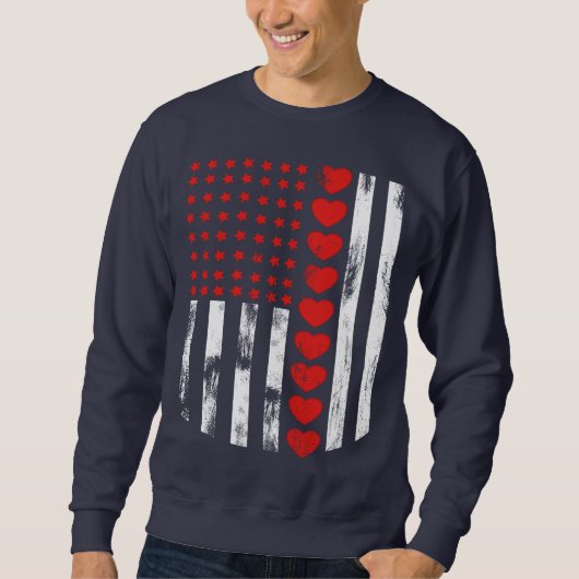 Vintages amerikanisches Flag Herz Family Matching Sweatshirt (Vorderseite)