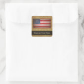 Vintages amerikanisches Flag mit benutzerdefiniert Quadratischer Aufkleber (Tasche)