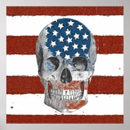 Vintages amerikanisches Flag-Skull-Poster Poster