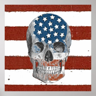 Vintages amerikanisches Flag-Skull-Poster Poster