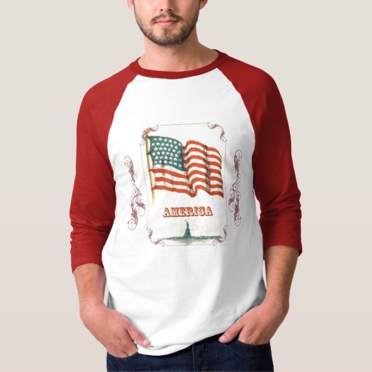 Vintages amerikanisches Flaggenmännchen Shirt (Vorderseite)