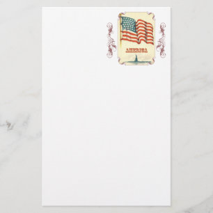 Vintages amerikanisches Flaggenstadium Briefpapier