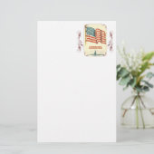 Vintages amerikanisches Flaggenstadium Briefpapier (Stehend Vorderseite)