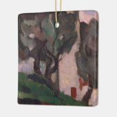 Vintages amerikanisches Kunstwerk Landschaftsbild Keramikornament (Links)