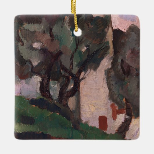 Vintages amerikanisches Kunstwerk Landschaftsbild Keramikornament (Vorderseite)