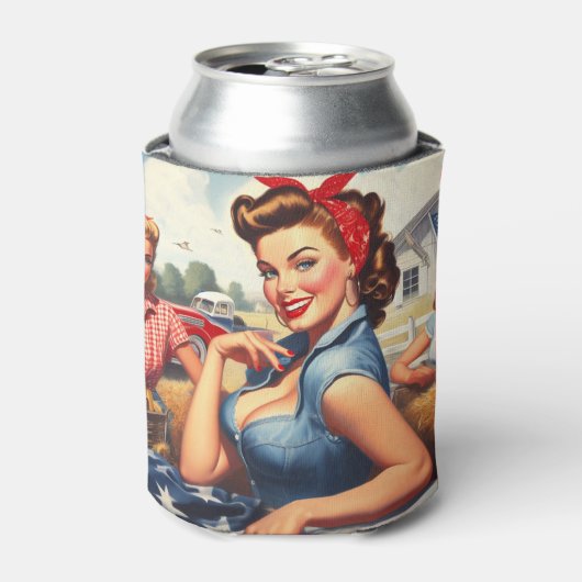 Vintages amerikanisches Landmädchen Dosenkühler (Kanne Vorderseite)