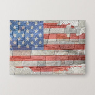 Vintages amerikanisches Patriotic Map Flag an der Button