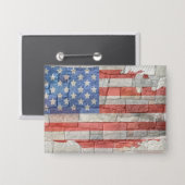 Vintages amerikanisches Patriotic Map Flag an der  Button (Vorderseite/Rückseite)