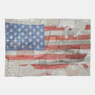 Vintages amerikanisches Patriotic Map Flag an der Geschirrtuch