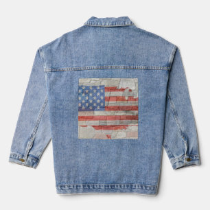 Vintages amerikanisches Patriotic Map Flag an der Jeansjacke
