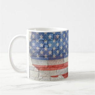 Vintages amerikanisches Patriotic Map Flag an der Kaffeetasse