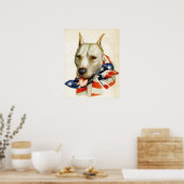 Vintages amerikanisches Patriotisches Pit Bull Dog Poster (Küche)