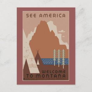 Vintages amerikanisches Reiseplakat Postkarte