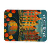 Vintages Amsterdam Fahrräder auf Bridge-Blume Magnet (Horizontal)