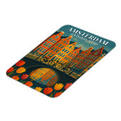 Vintages Amsterdam Fahrräder auf Bridge-Blume Magnet (Linke Seite)